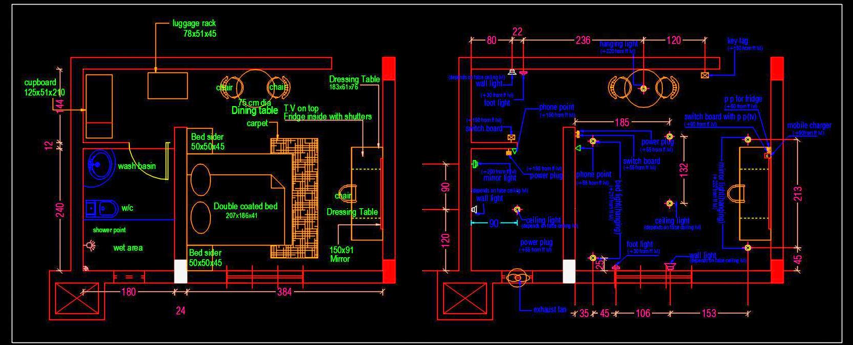 Hotel Guest Room Design - AutoCAD DWG Free Download